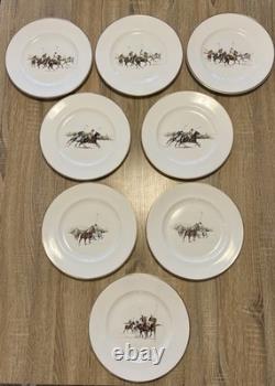 Ralph Lauren Polo Scene Dinner Plates Set of 8 Bone China England 1983 Vintage