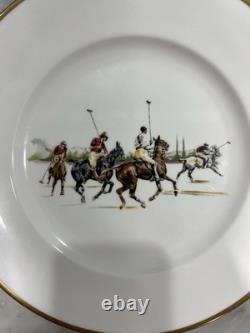 Ralph Lauren Polo Scene Dinner Plates Set of 8 Bone China England 1983 Vintage