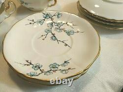Rare Adderley Fine Bone China England Chinese Blossom Blue 18 PC Coffee/Tea Set