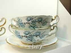 Rare Adderley Fine Bone China England Chinese Blossom Blue 18 PC Coffee/Tea Set