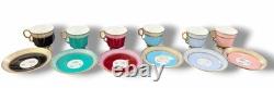 Rare Adderley Harlequin Demitasse Set 6 Cups Saucers H/520 England C. 1960s