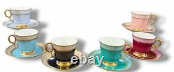 Rare Adderley Harlequin Demitasse Set 6 Cups Saucers H/520 England C. 1960s