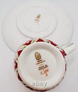 Rare Burgundy Red Heavy Gold Wedgwood Demitasse Cup & Saucer Bone China Teacup