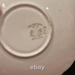 Rare Early Foley China 4 Cup+Saucer Set Gold Greek Key Floral Bone China England