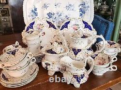 Rare English Hand Painted Tea Set By Grainger GLOSTER summer Bouquet 1835-9