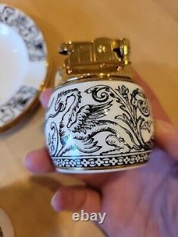 Rare HTF Wedgwood Florentine Lighter Smoking Set Bone China England Dragon Motif