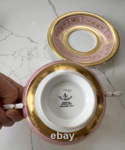 Rare New Chelsea Pink Gold Soup bowl & saucer set Fine bone China England 6.25