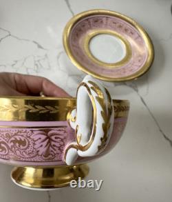 Rare New Chelsea Pink Gold Soup bowl & saucer set Fine bone China England 6.25