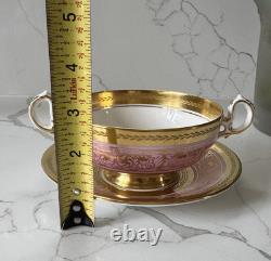 Rare New Chelsea Pink Gold Soup bowl & saucer set Fine bone China England 6.25