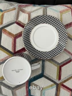 Rare Ralph Lauren Houndstooth Bone China Porcelain Teacup /saucer Set England