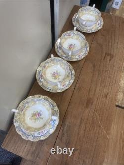 Rare Royal Albert Crown China Valentine Soup Cup And Saucer Sets Set 4