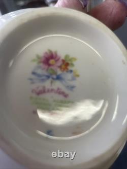 Rare Royal Albert Crown China Valentine Soup Cup And Saucer Sets Set 4