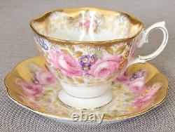 Rare Royal Albert Serena Heavy Gold Teacup And Saucer Set England Bone China