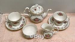 Rare Royal Albert Tranquillity England Pink Roses China Tea Pot & Cups Tea Set