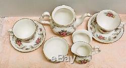 Rare Royal Albert Tranquillity England Pink Roses China Tea Pot & Cups Tea Set