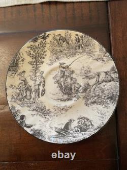 Rare Royal Patrician Bone China Black & White Toile Tea Set, Made in England