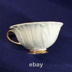 Rare SHELLEY Bone China of England Footed Mint Green Oleander CUP & SAUCER SET