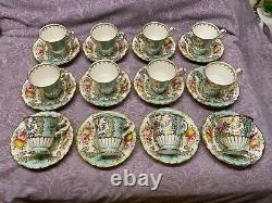 Rare Set of 12 EB Foley Bone China England Cup and Saucer Sets Signed A Taylor