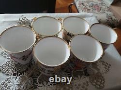 Rare Vintage Rosina Queens England Fine Bone China Special Set Of 6 Festive Mugs