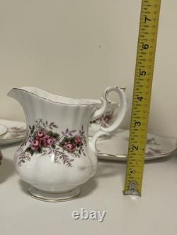 Rare Vintage Royal Albert Bone China Lavander Rose Snack And Tea Cup Set