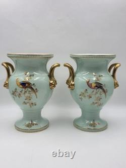 Rare Vintage Spode England Bone China Bird Garniture Urn Vase Bowl Set 3Pc