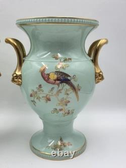 Rare Vintage Spode England Bone China Bird Garniture Urn Vase Bowl Set 3Pc