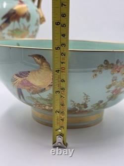 Rare Vintage Spode England Bone China Bird Garniture Urn Vase Bowl Set 3Pc