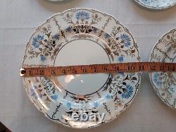 Rare Wedgwood Papyrus Blue Silver Made England Bone China 7 Piece Place Setting