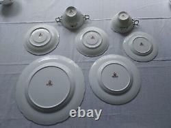 Rare Wedgwood Papyrus Blue Silver Made England Bone China 7 Piece Place Setting