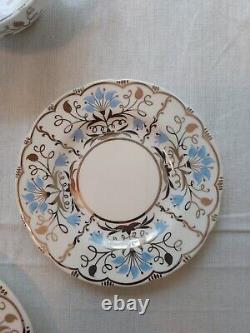 Rare Wedgwood Papyrus Blue Silver Made England Bone China 7 Piece Place Setting