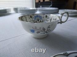 Rare Wedgwood Papyrus Blue Silver Made England Bone China 7 Piece Place Setting