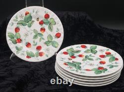 Roy Kirkham Alpine Strawberry Bee Salad Plates Set 6 Fine Bone China England