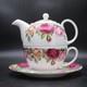 Roy Kirkham Garden Rose Tea for One Set Bone China England 2004 Stacking 4pc