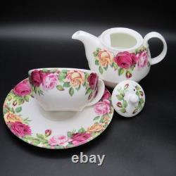 Roy Kirkham Garden Rose Tea for One Set Bone China England 2004 Stacking 4pc