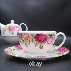 Roy Kirkham Garden Rose Tea for One Set Bone China England 2004 Stacking 4pc