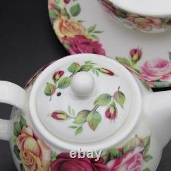 Roy Kirkham Garden Rose Tea for One Set Bone China England 2004 Stacking 4pc
