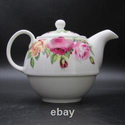 Roy Kirkham Garden Rose Tea for One Set Bone China England 2004 Stacking 4pc Roy Kirkham Garden Rose Tea for One Set Bone China England 2004 Stacking 4pc