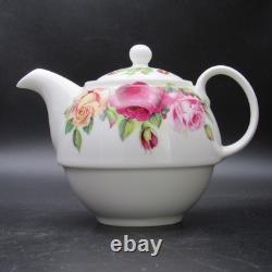Roy Kirkham Garden Rose Tea for One Set Bone China England 2004 Stacking 4pc
