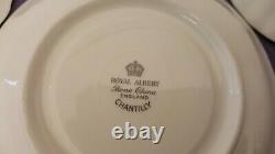 Royal Albert Bone China Chantilly Platinum Set Of 5 Teacups + Saucers England