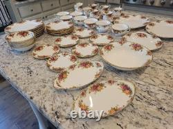 Royal Albert Bone China Country Roses (Made in England) Dinner Set 44 Pieces