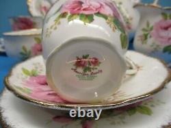 Royal Albert Bone China England 17 Piece Set American Beauty Pink Rose Teapot