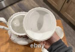 Royal Albert Bone China England Lavender Rose Tea Set Teapot, Creamer And Sugar