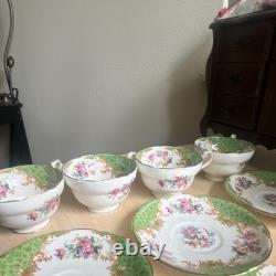 Royal Albert Bone China Floral Dinner Set Cups Saucers Square Plates England