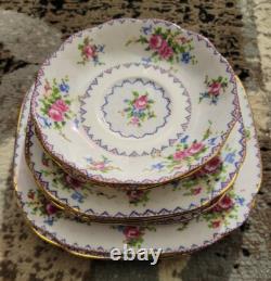 Royal Albert Bone China'Petit Point' Plates Saucers 15 pc lot England 1932-1997