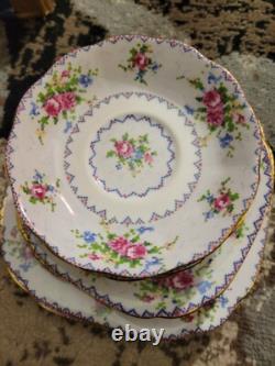 Royal Albert Bone China'Petit Point' Plates Saucers 15 pc lot England 1932-1997