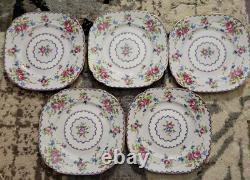 Royal Albert Bone China'Petit Point' Plates Saucers 15 pc lot England 1932-1997