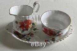 Royal Albert Bone China Teapot Coffee Pot Yuletide Poinsettia England Set 4pc