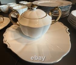 Royal Albert Bone China White Gold Dinner Set Plates Cups Saucers Bowls