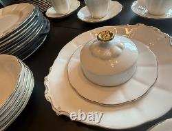 Royal Albert Bone China White Gold Dinner Set Plates Cups Saucers Bowls