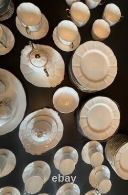 Royal Albert Bone China White Gold Dinner Set Plates Cups Saucers Bowls